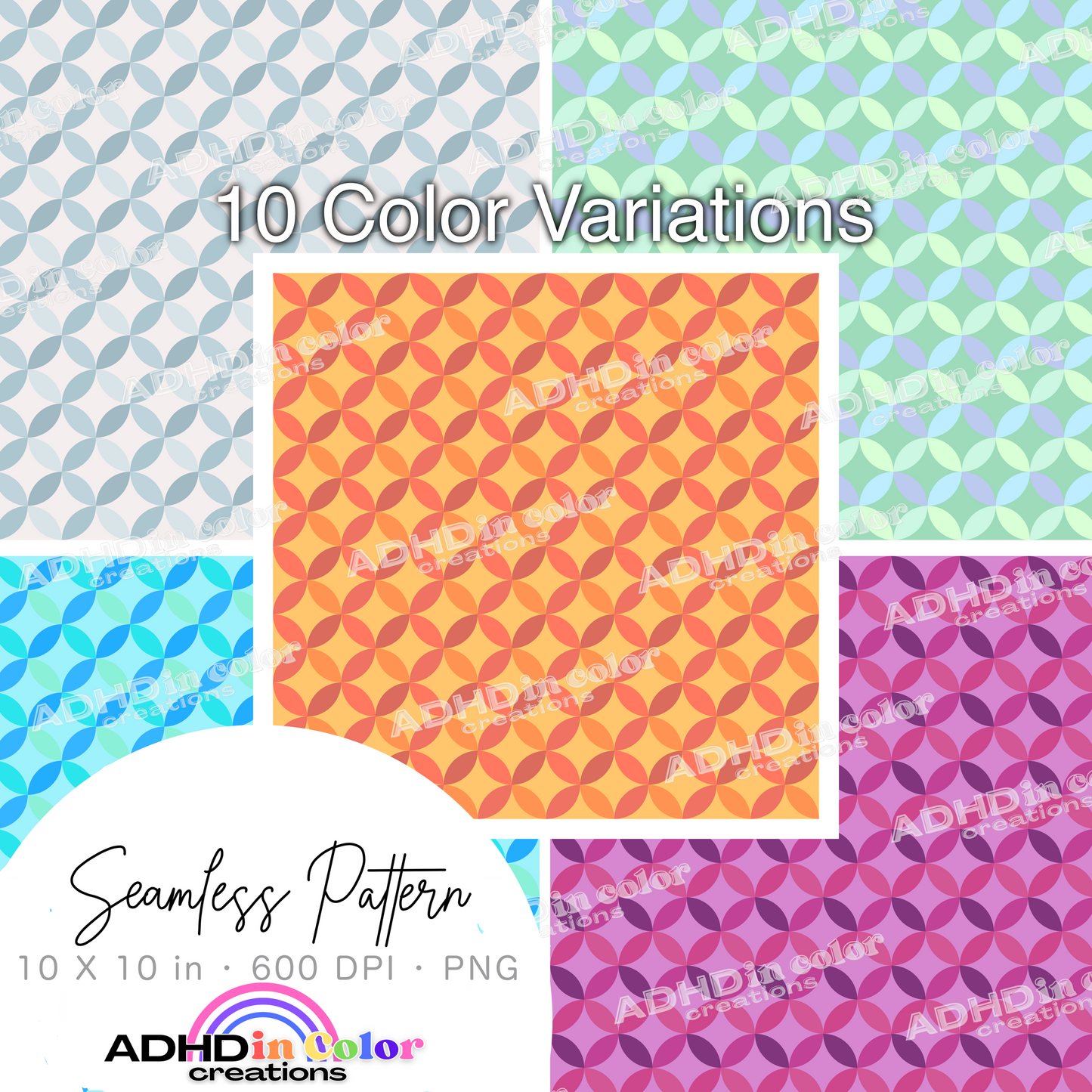 Geometric Circles Seamless Pattern Bundle for Commercial Use