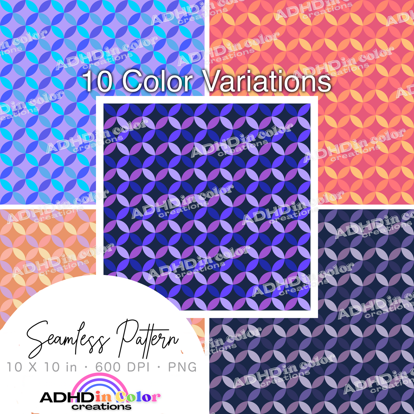 Geometric Circles Seamless Pattern Bundle for Commercial Use