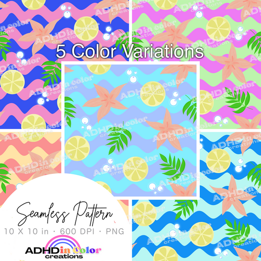 Coastal Waves - A Beach Themed Seamless Pattern for Commercial Use