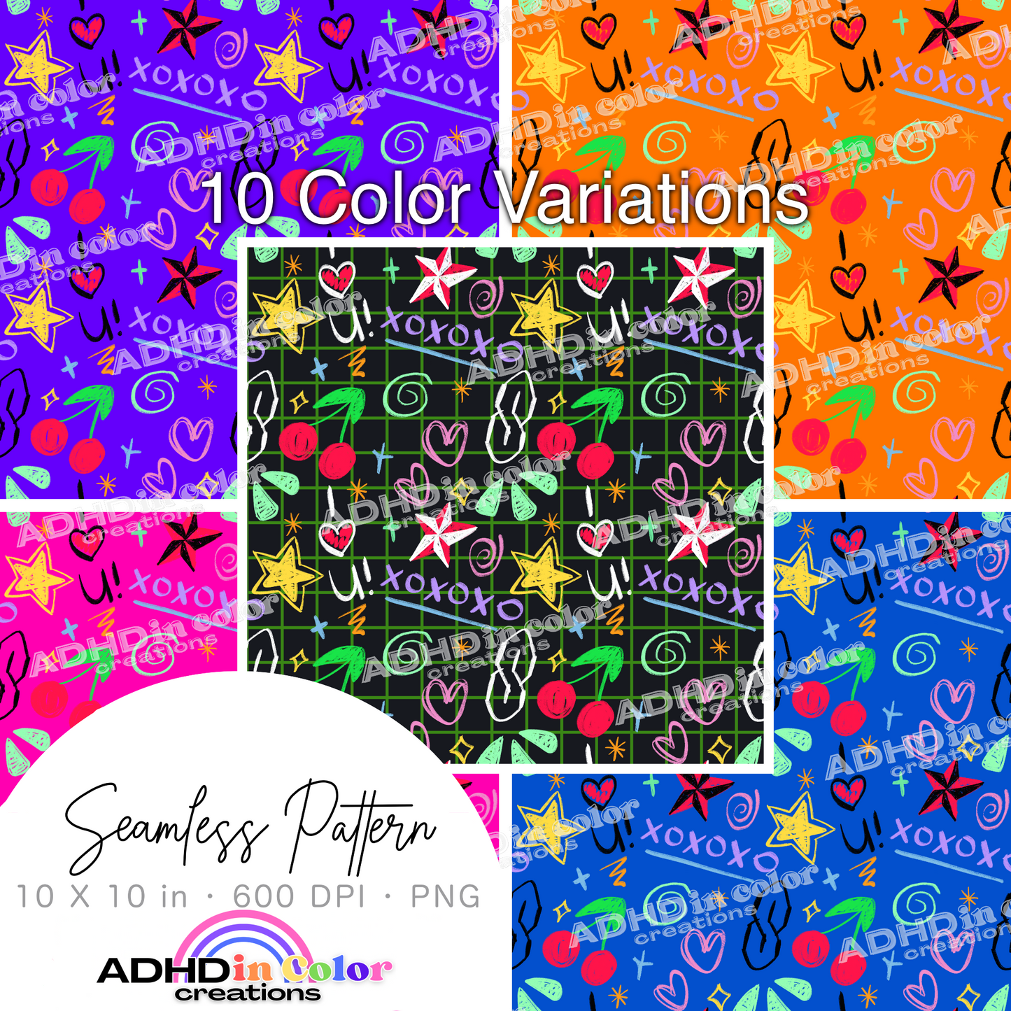 Skool Daze 90s 2000s Millennial School Doodles Seamless Pattern for Commercial Use