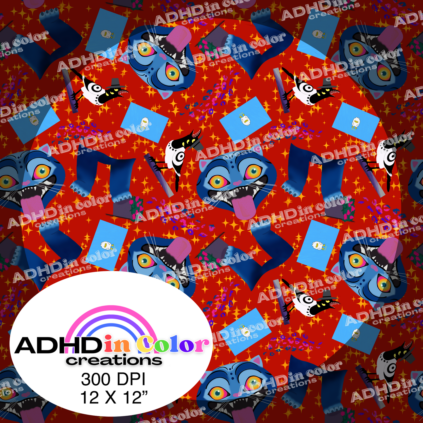 Derp Blue Kitty Blue Envelope Seamless Pattern for Commercial Use