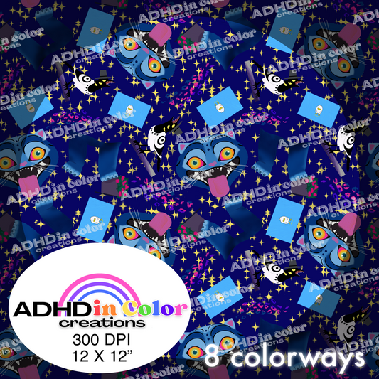 Derp Blue Kitty Blue Envelope Seamless Pattern for Commercial Use