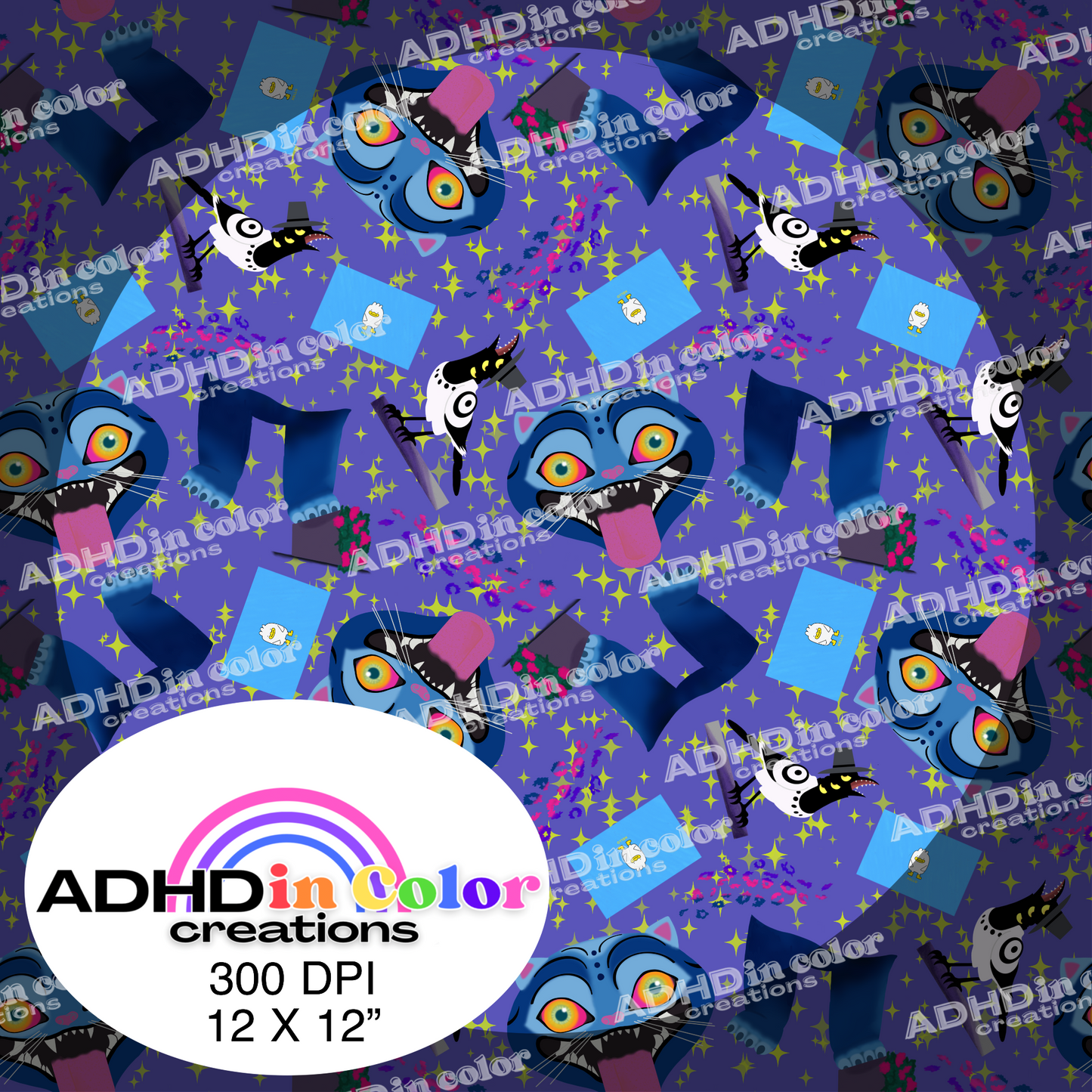 Derp Blue Kitty Blue Envelope Seamless Pattern for Commercial Use