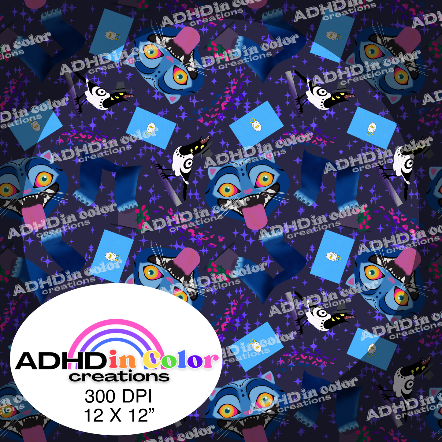 Derp Blue Kitty Blue Envelope Seamless Pattern for Commercial Use