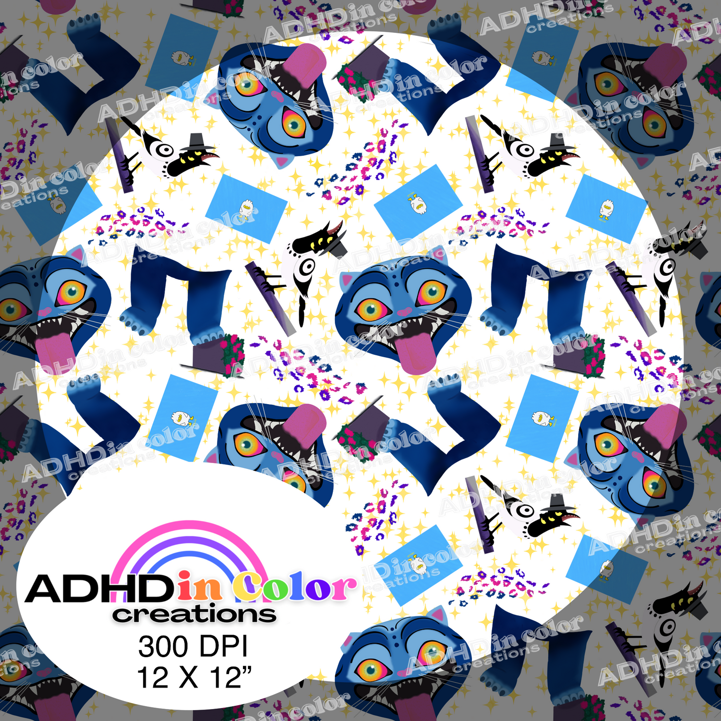 Derp Blue Kitty Blue Envelope Seamless Pattern for Commercial Use